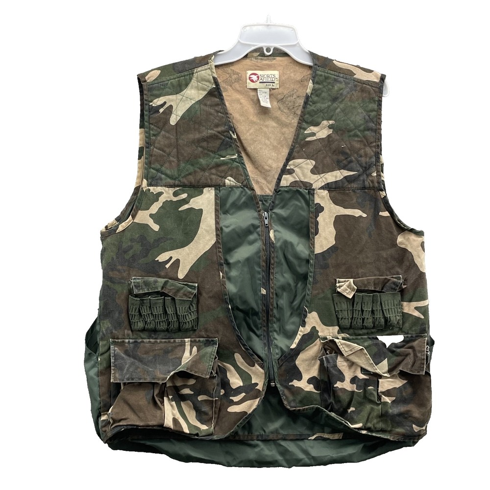 Sports Afield Vest Men Large Camo Quilt Hunting Workwear Army Streetwear Utility